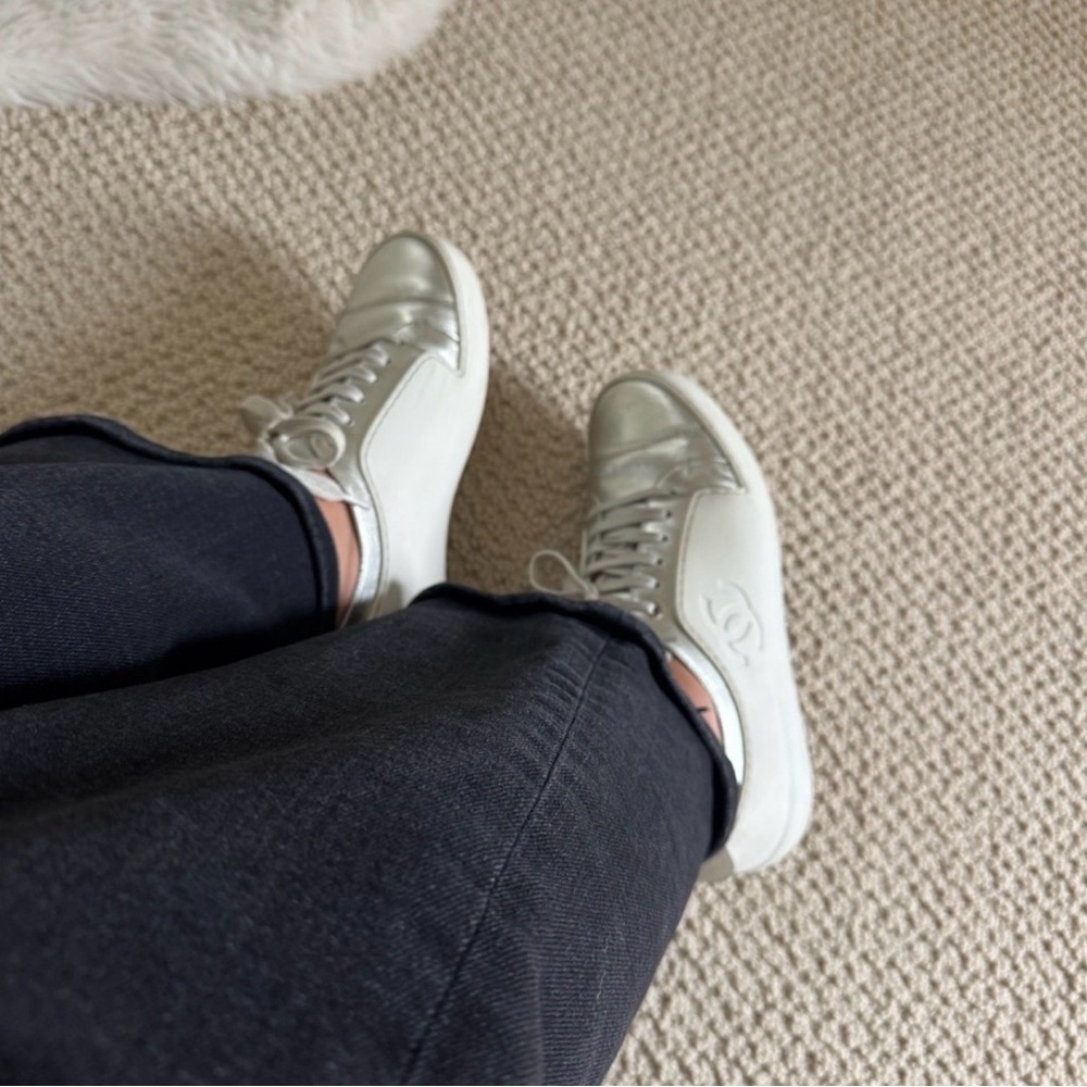!! SOLD!!! Chanel Metallic Silver Sneakers for Women - Picture 3 of 10